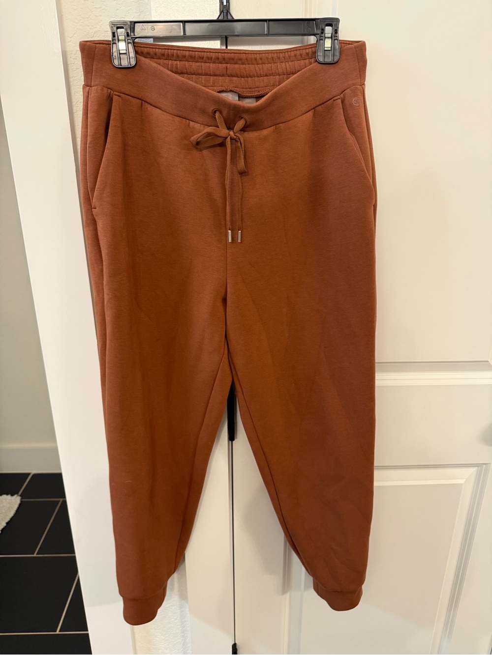 Women's Brown Scuba Jogger Pants with Drawstring Waist